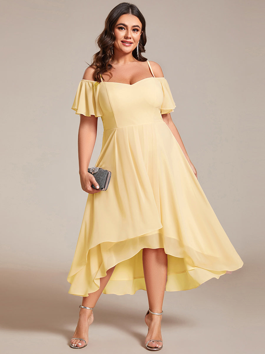 ever JORDANE|Spaghetti Strap Cold Shoulder Chiffon A-Line Midi Wedding Guest Dress