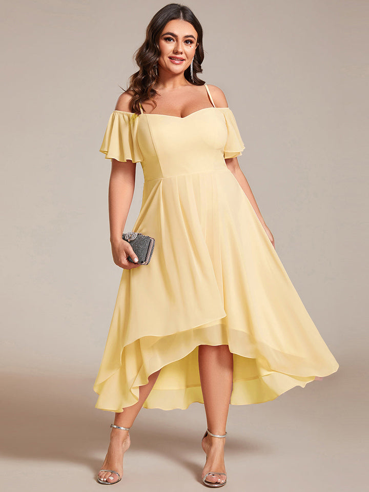 ever JORDANE|Spaghetti Strap Cold Shoulder Chiffon A-Line Midi Wedding Guest Dress