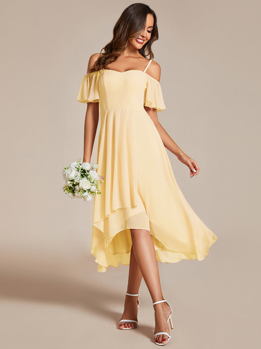 ever JORDANE|Spaghetti Strap Cold Shoulder Chiffon A-Line Midi Wedding Guest Dress