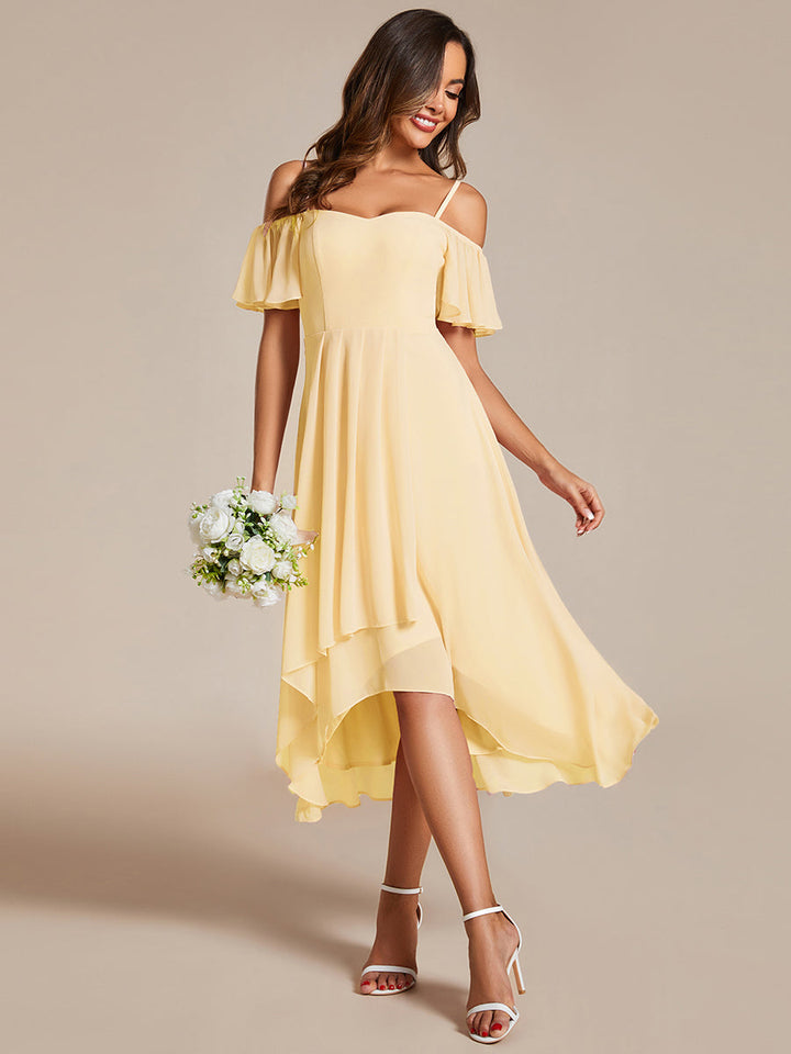 ever JORDANE|Spaghetti Strap Cold Shoulder Chiffon A-Line Midi Wedding Guest Dress