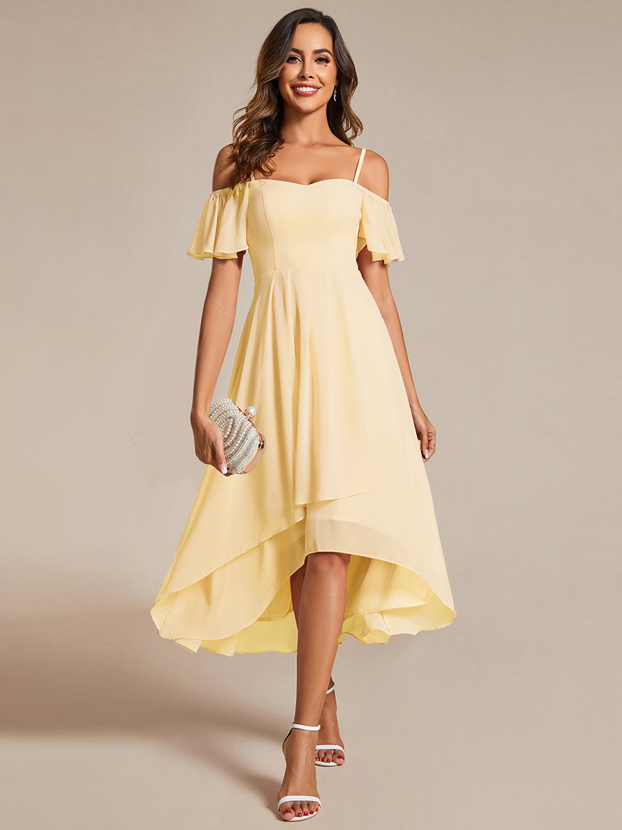 ever JORDANE|Spaghetti Strap Cold Shoulder Chiffon A-Line Midi Wedding Guest Dress