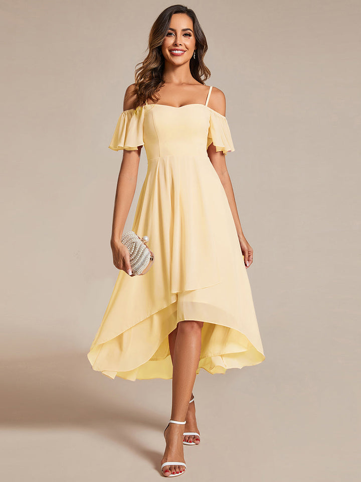 ever JORDANE|Spaghetti Strap Cold Shoulder Chiffon A-Line Midi Wedding Guest Dress