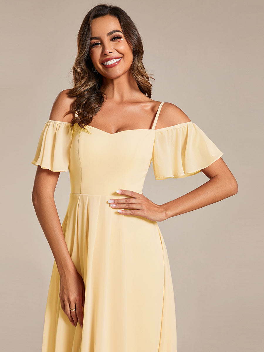 ever JORDANE|Spaghetti Strap Cold Shoulder Chiffon A-Line Midi Wedding Guest Dress