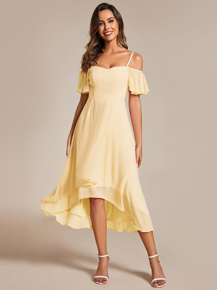 ever JORDANE|Spaghetti Strap Cold Shoulder Chiffon A-Line Midi Wedding Guest Dress