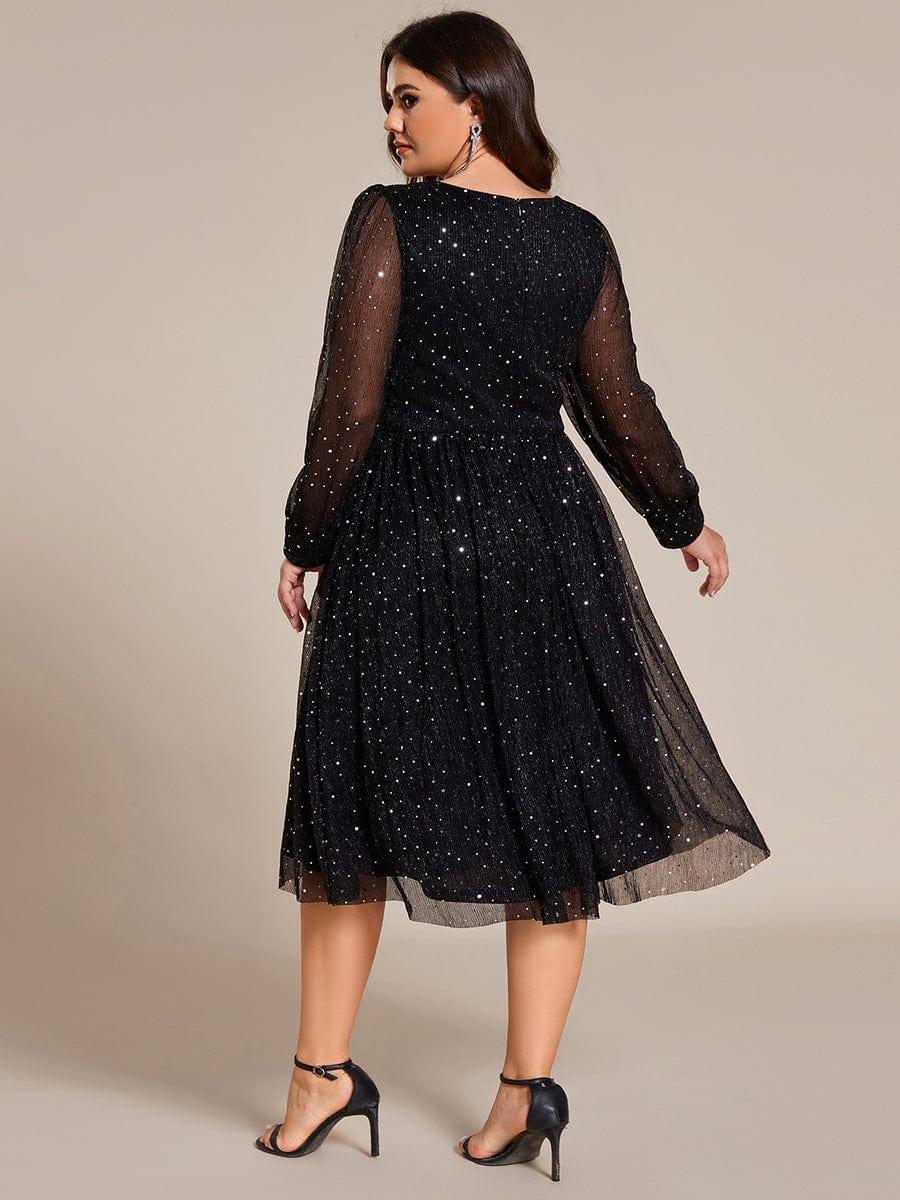 ever KARLEN|Glitter Midi Wedding Guest Dress with Long Sleeves