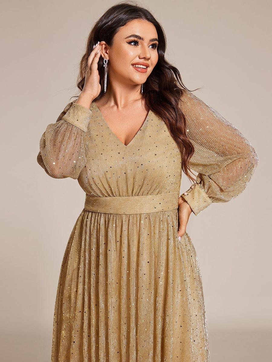 ever KARLEN|Glitter Midi Wedding Guest Dress with Long Sleeves