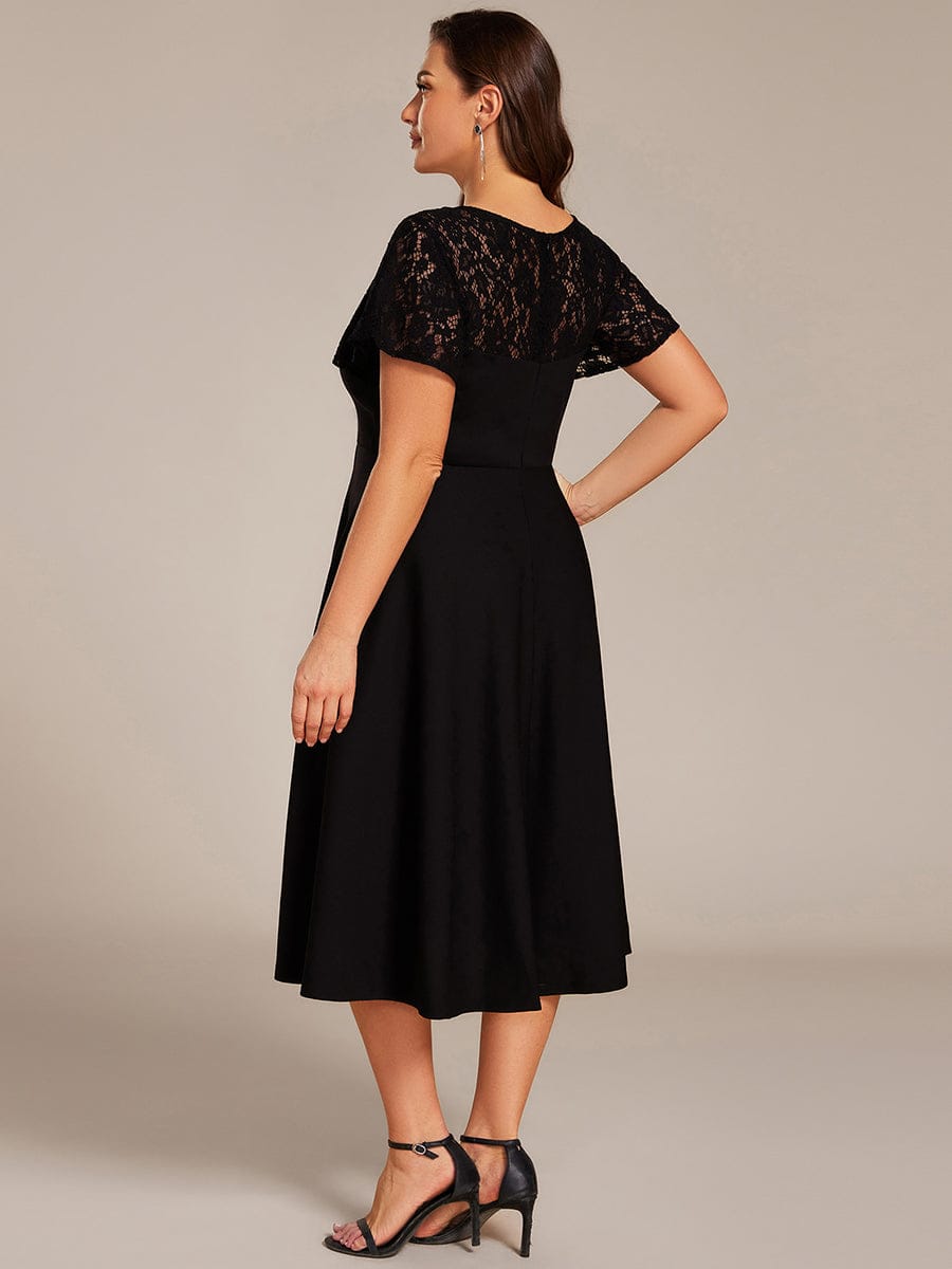 pretty EVIE|Plus Size A-Line Pleated Midi Wedding Guest Dress with Pockets