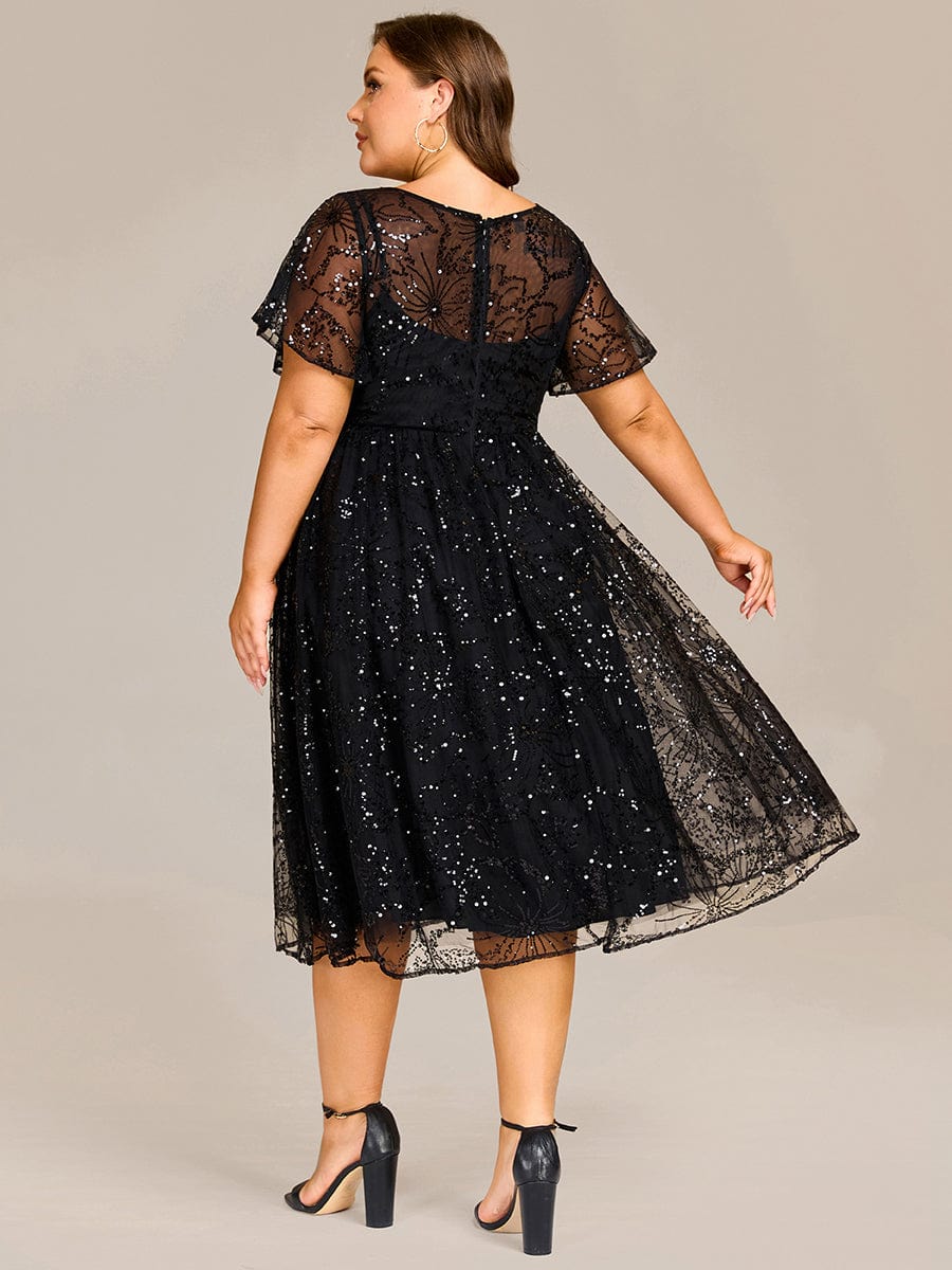ever ADEL|Sheer Ruffle Sequin Wedding Guest Dress
