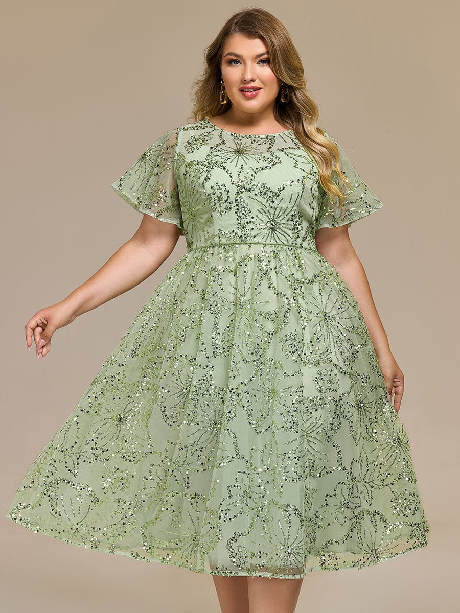 ever ADEL|Sheer Ruffle Sequin Wedding Guest Dress