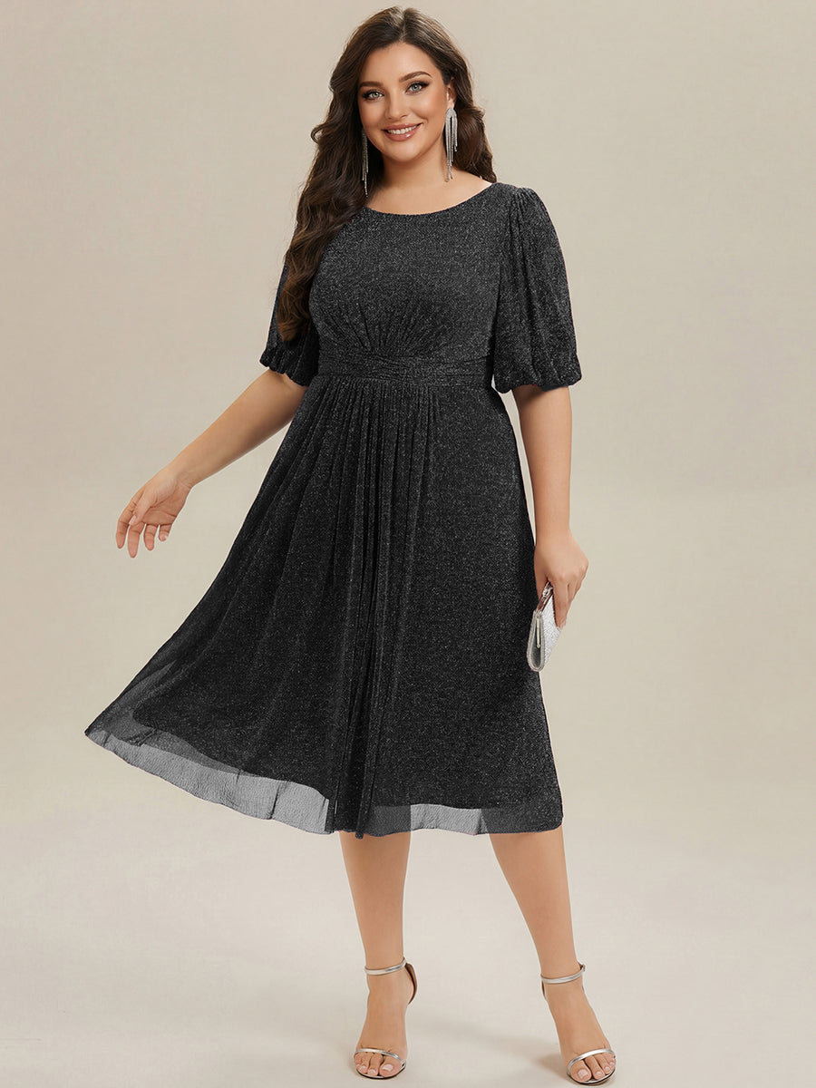 ever MARIS|Shimmery Lantern Sleeve A-Line Wedding Guest Dress