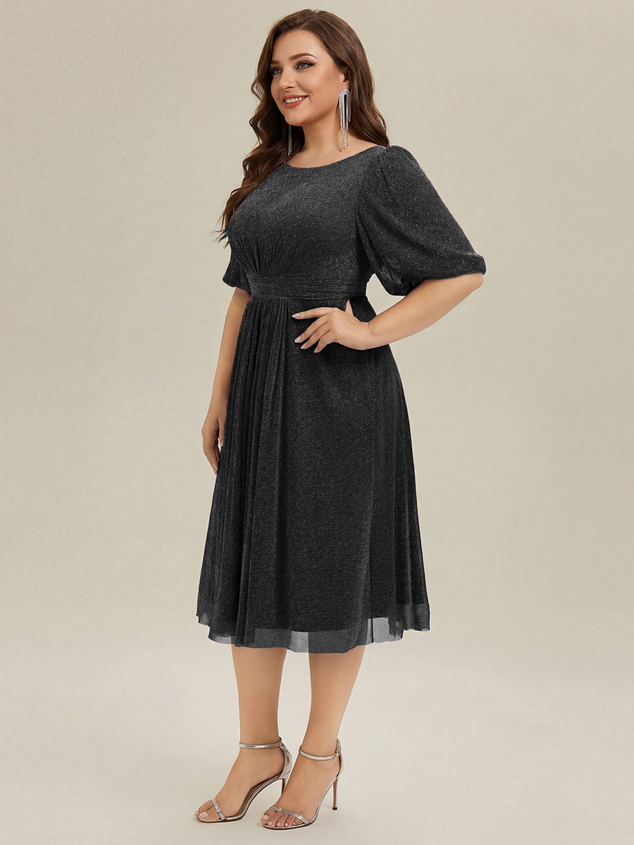 ever MARIS|Shimmery Lantern Sleeve A-Line Wedding Guest Dress