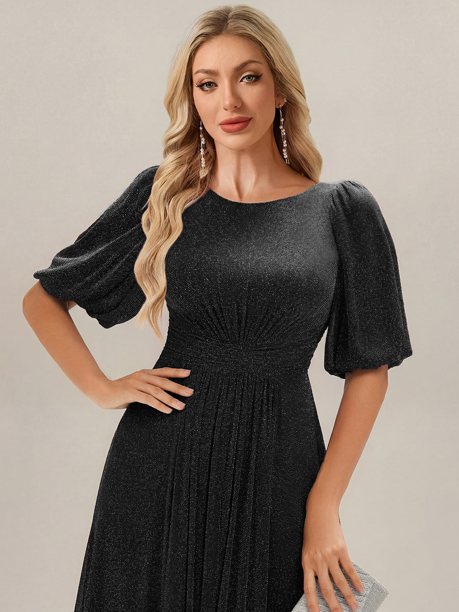 ever MARIS|Shimmery Lantern Sleeve A-Line Wedding Guest Dress