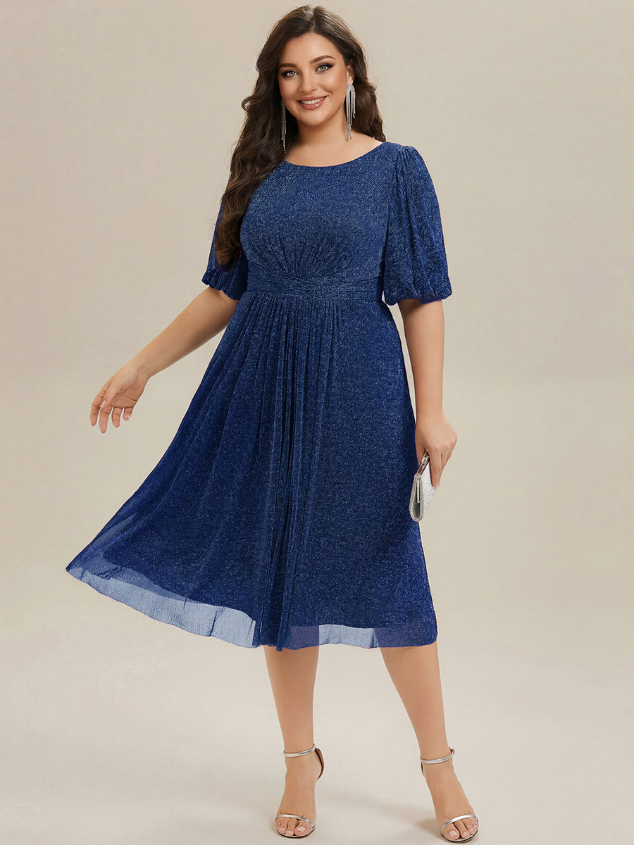 ever MARIS|Shimmery Lantern Sleeve A-Line Wedding Guest Dress