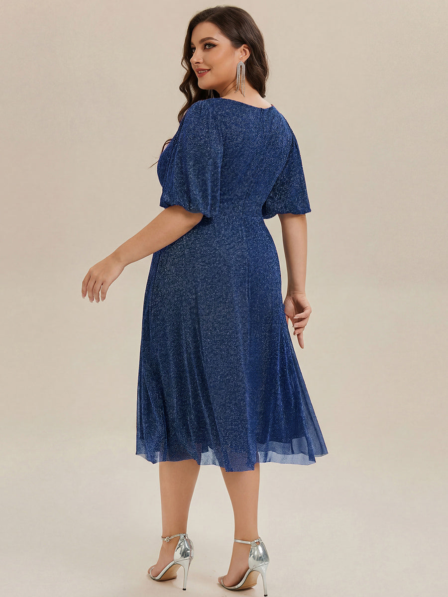 ever MARIS|Shimmery Lantern Sleeve A-Line Wedding Guest Dress