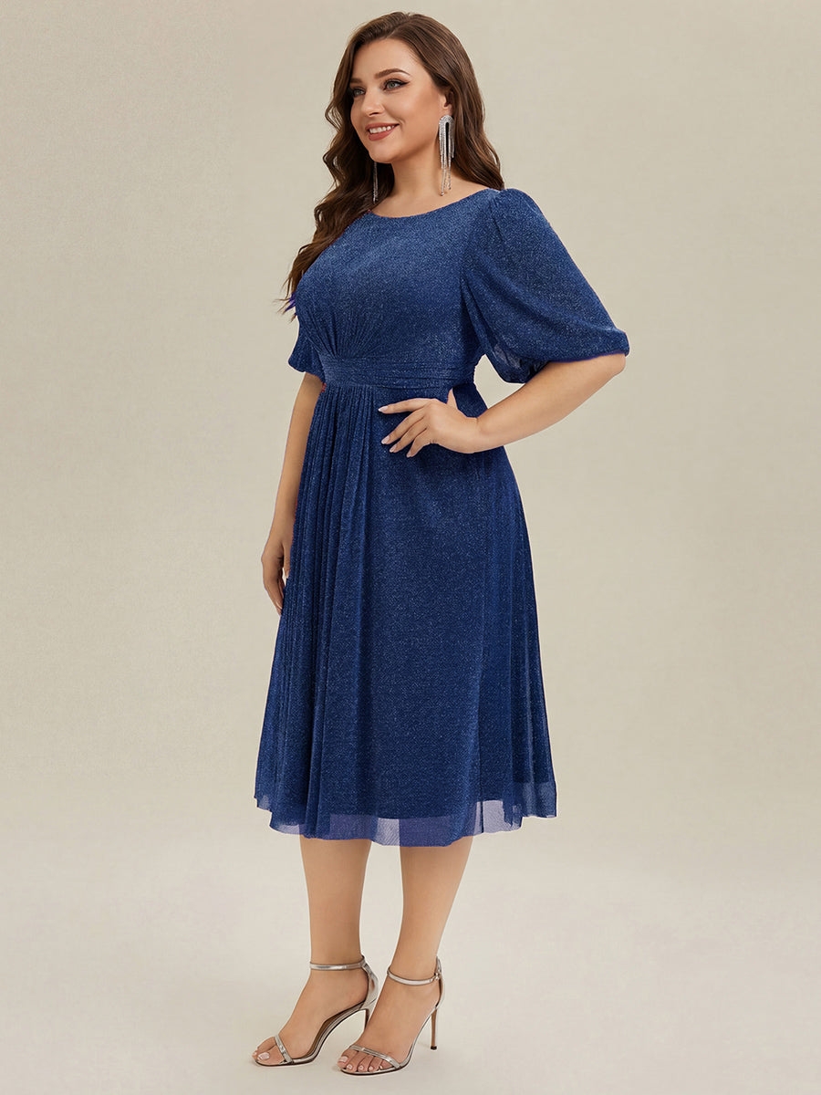 ever MARIS|Shimmery Lantern Sleeve A-Line Wedding Guest Dress