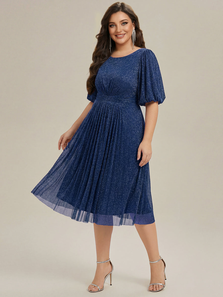 ever MARIS|Shimmery Lantern Sleeve A-Line Wedding Guest Dress