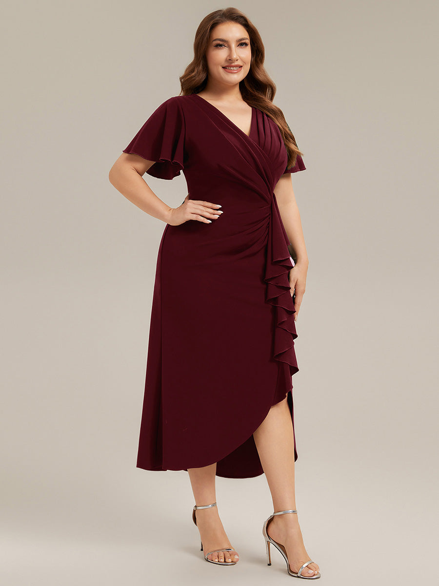 Plus Size Thigh-High Slit Knit Wedding Guest Dress