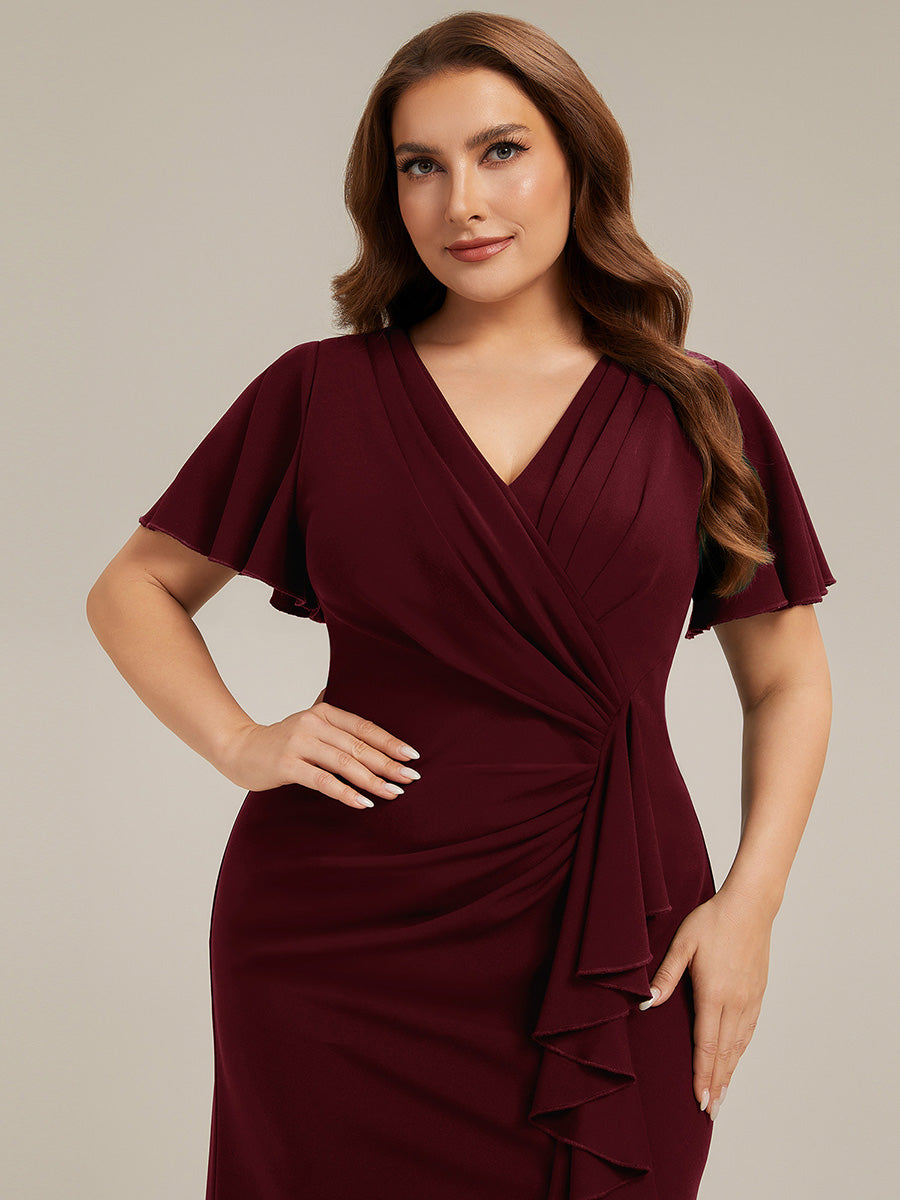 Plus Size Thigh-High Slit Knit Wedding Guest Dress