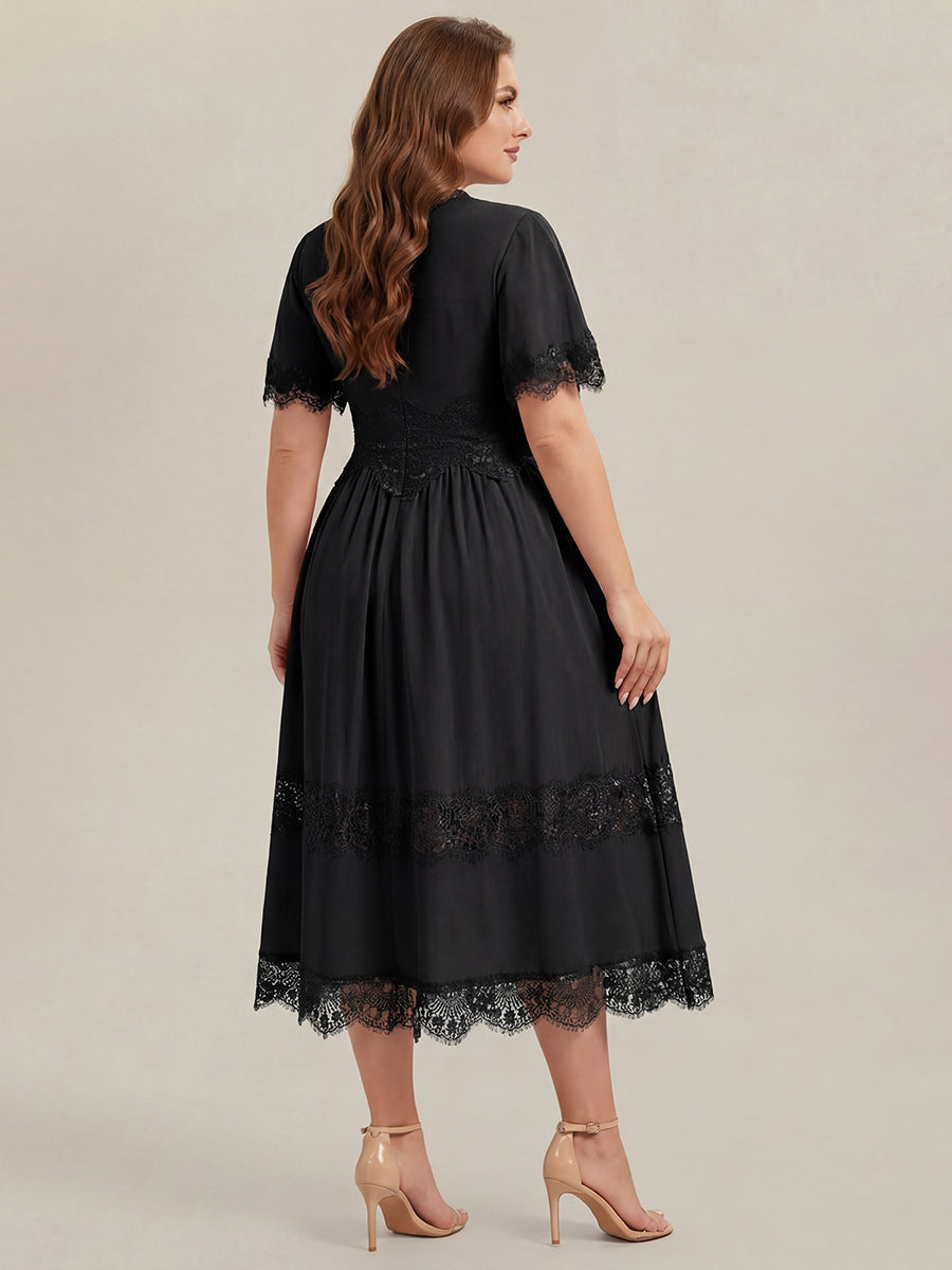 Plus Size Cut-Out Detail Chiffon Wedding Guest Dress