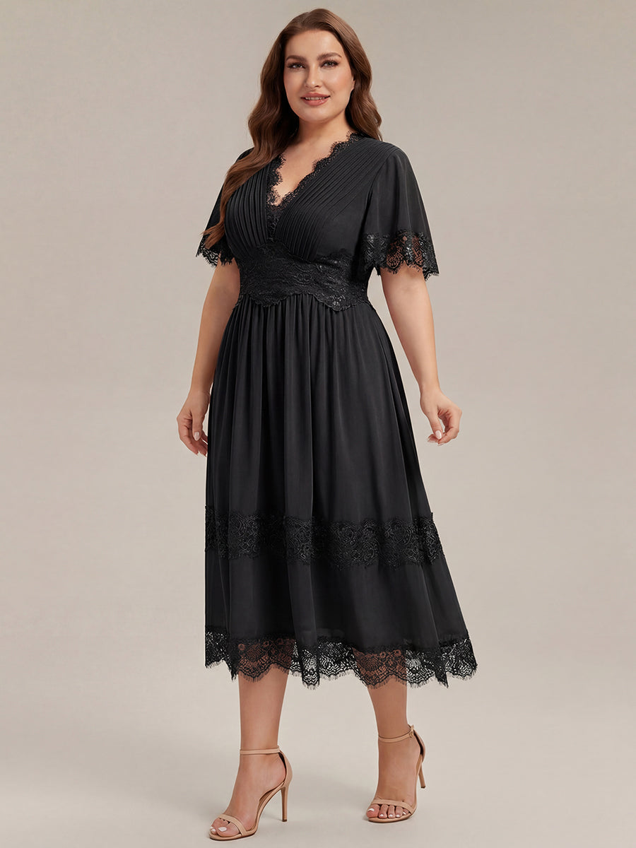 Plus Size Cut-Out Detail Chiffon Wedding Guest Dress
