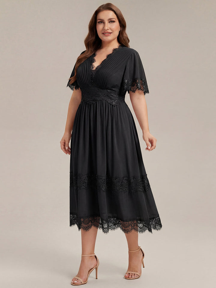 Plus Size Cut-Out Detail Chiffon Wedding Guest Dress