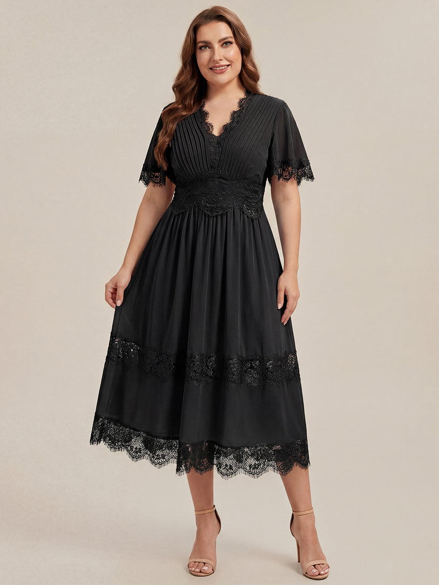 Plus Size Cut-Out Detail Chiffon Wedding Guest Dress