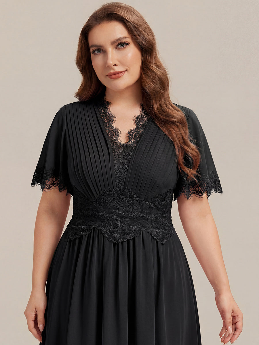 Plus Size Cut-Out Detail Chiffon Wedding Guest Dress