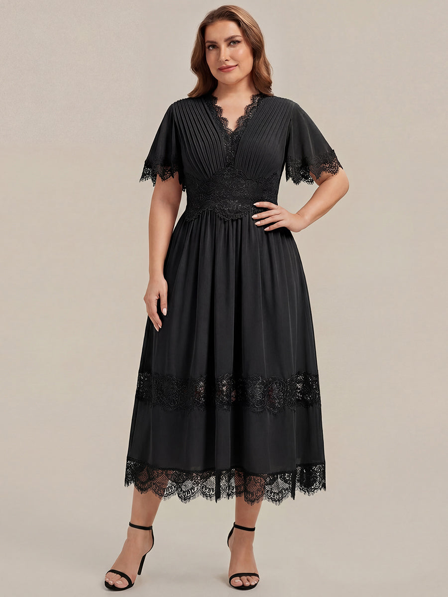 Plus Size Cut-Out Detail Chiffon Wedding Guest Dress