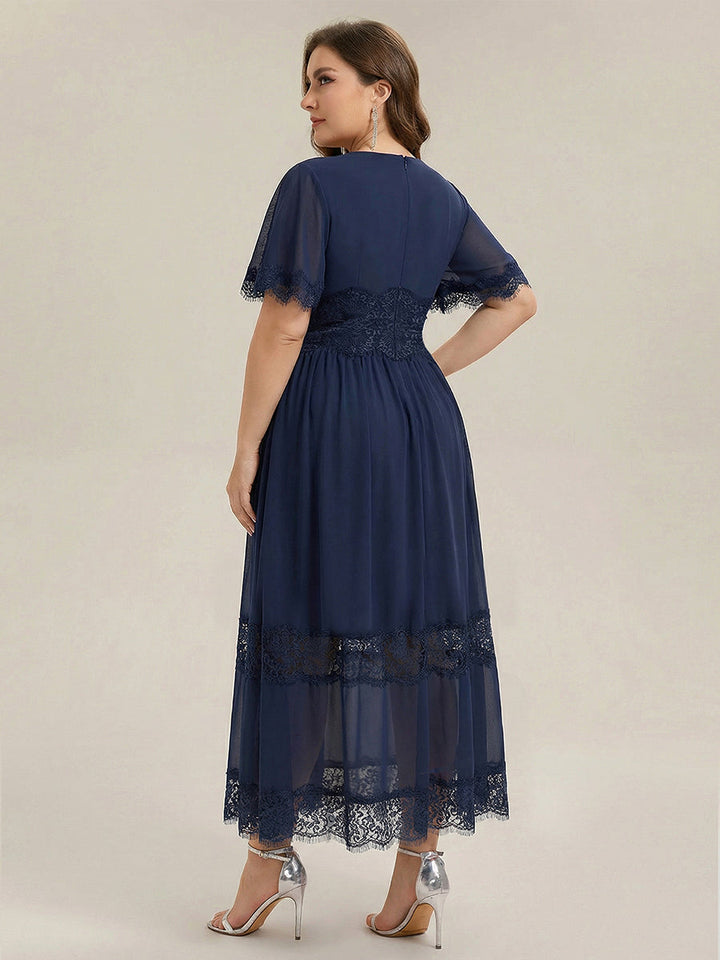 Plus Size Cut-Out Detail Chiffon Wedding Guest Dress