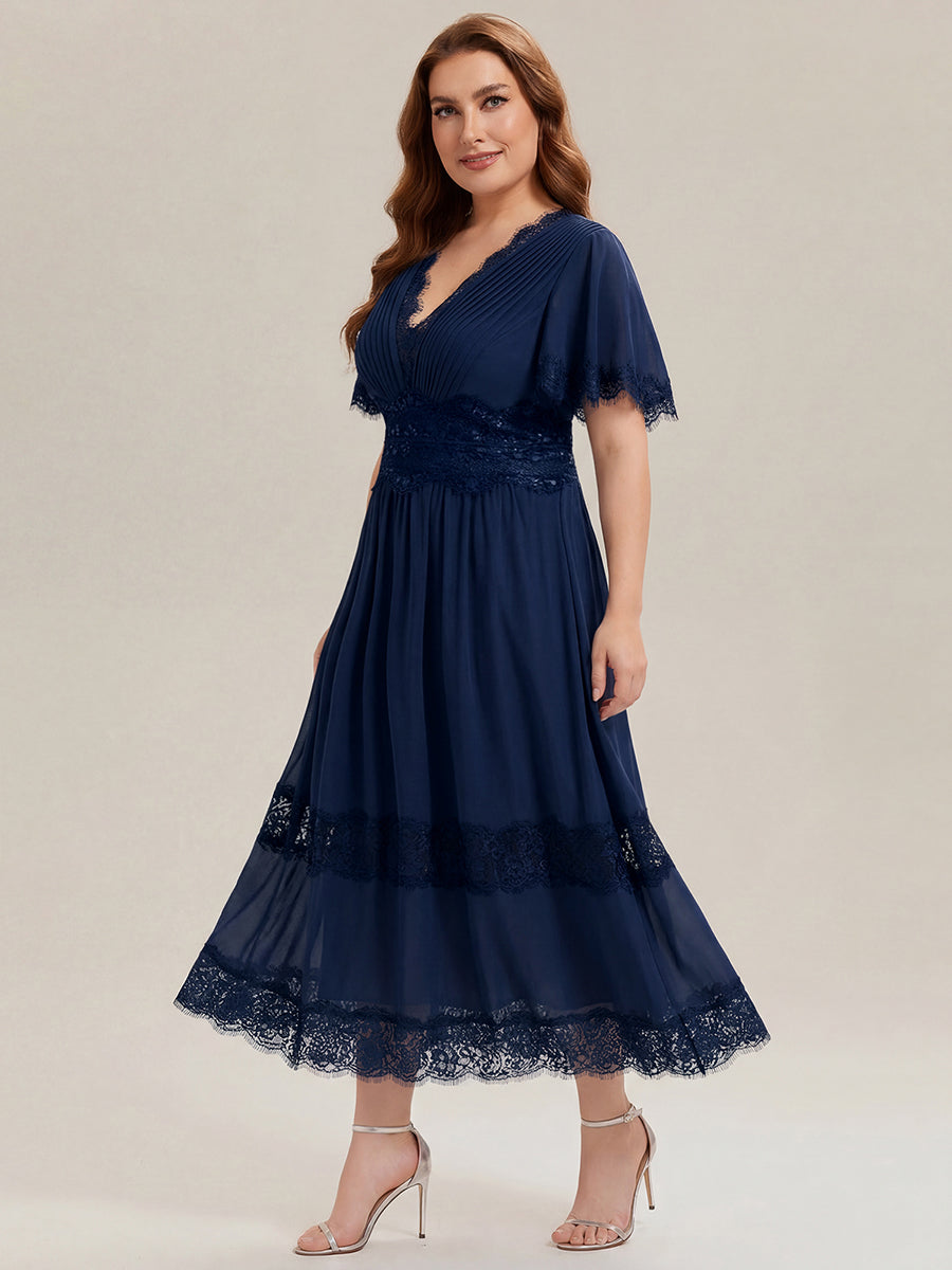 Plus Size Cut-Out Detail Chiffon Wedding Guest Dress