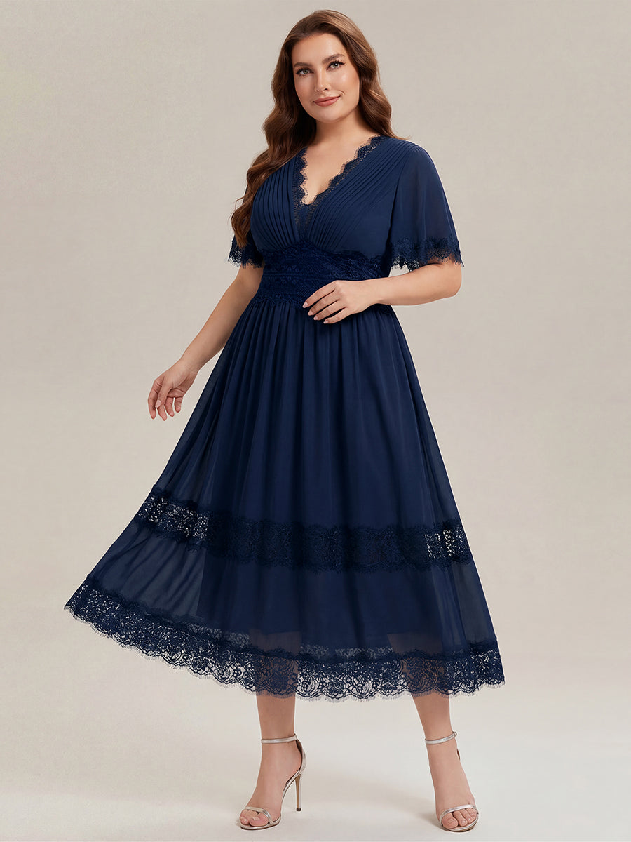 Plus Size Cut-Out Detail Chiffon Wedding Guest Dress