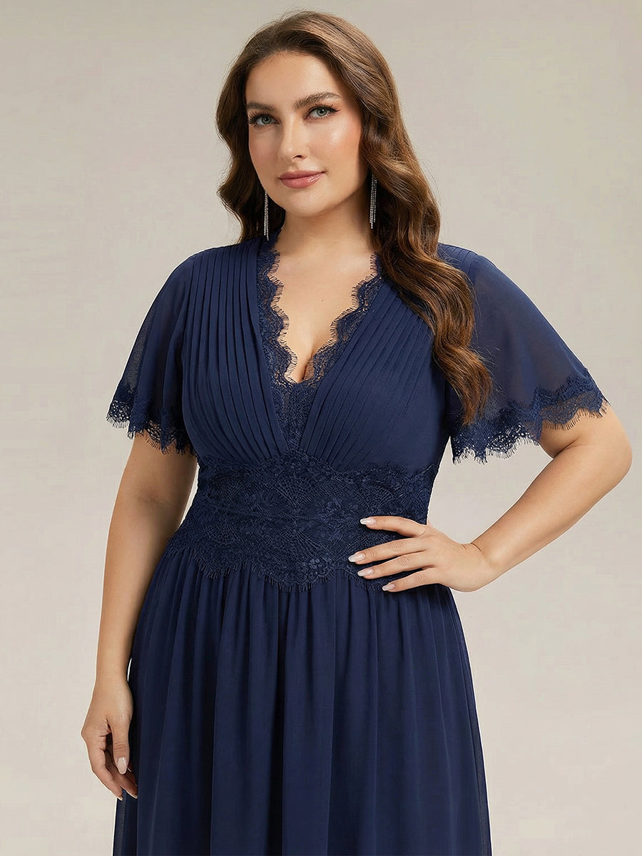 Plus Size Cut-Out Detail Chiffon Wedding Guest Dress