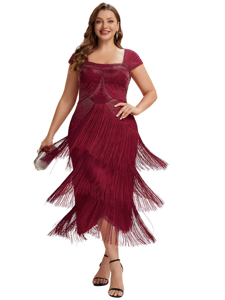 ever LUMINE|Sequin Sleeveless Fringe Cocktail Dress