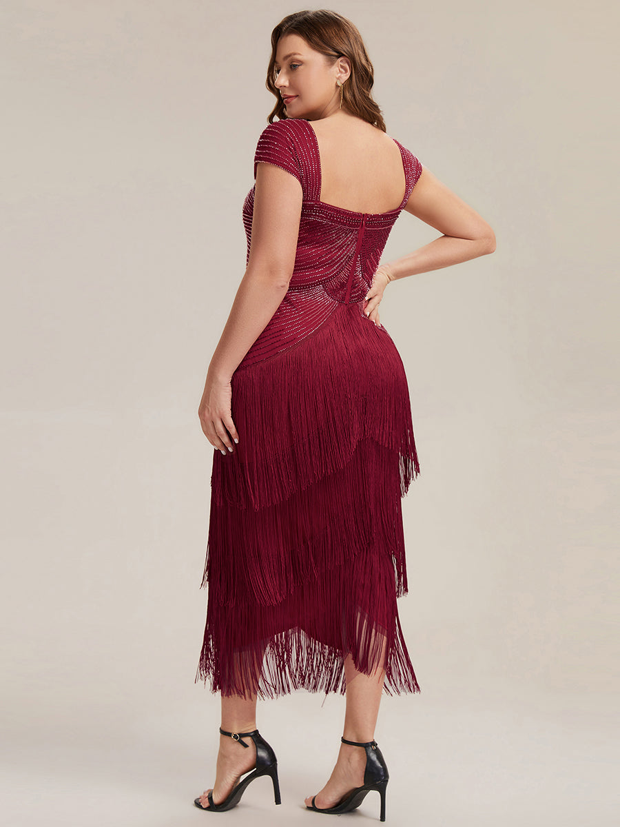 ever LUMINE|Sequin Sleeveless Fringe Cocktail Dress