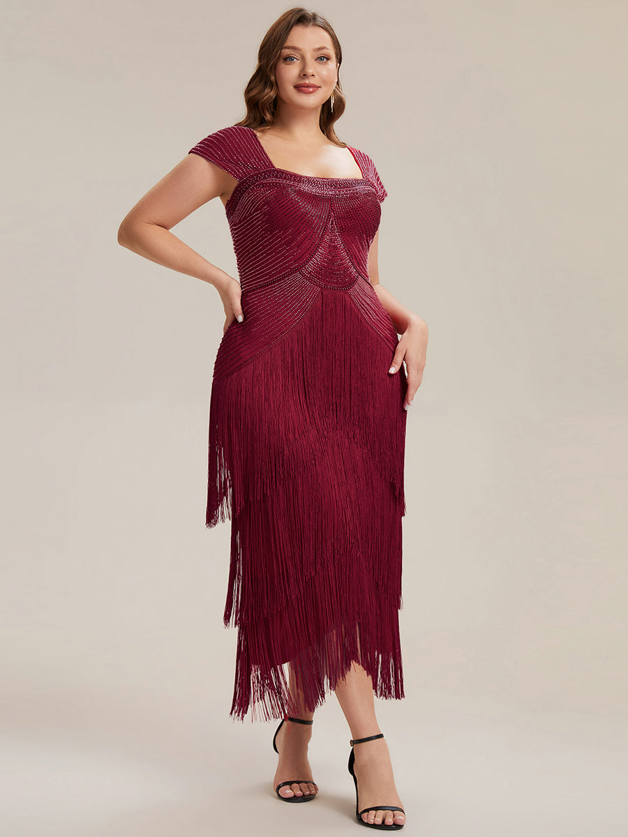 ever LUMINE|Sequin Sleeveless Fringe Cocktail Dress