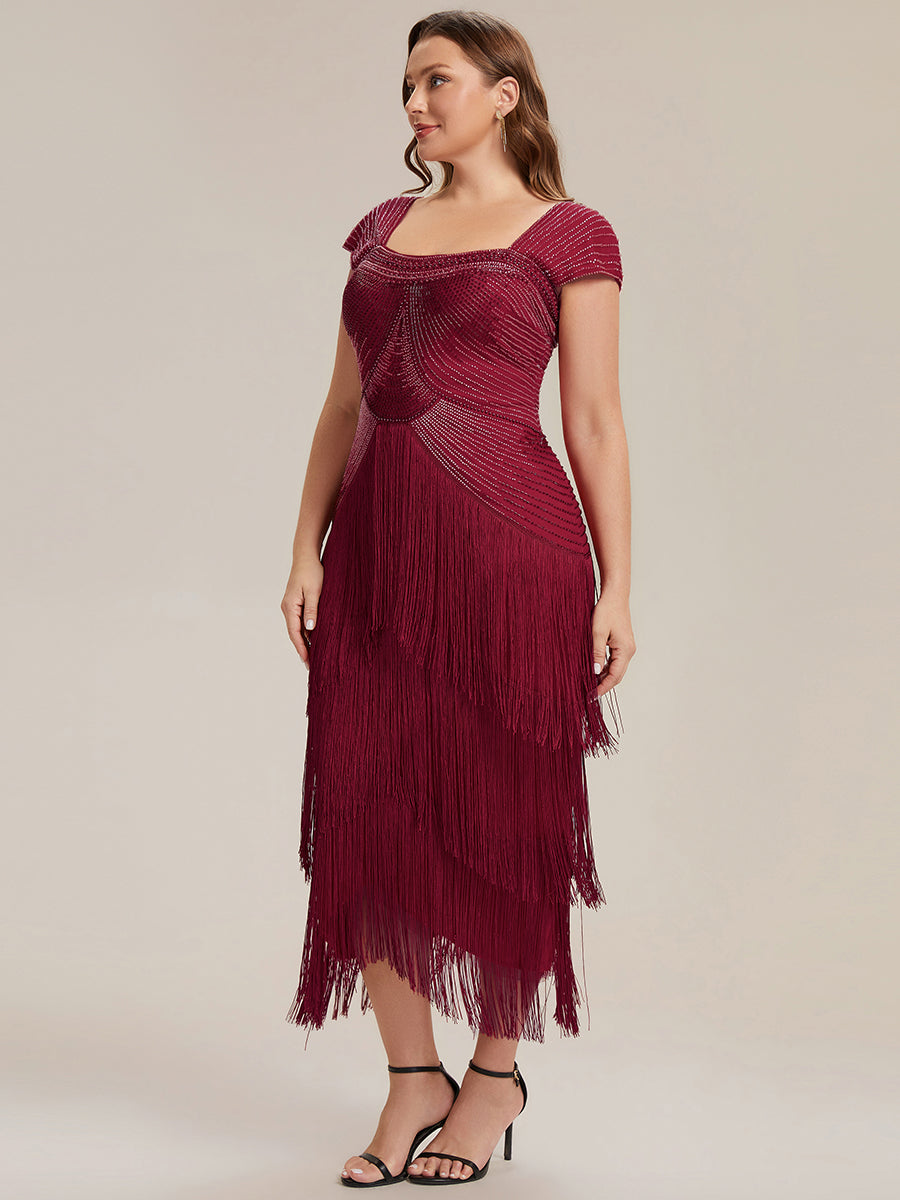 ever LUMINE|Sequin Sleeveless Fringe Cocktail Dress