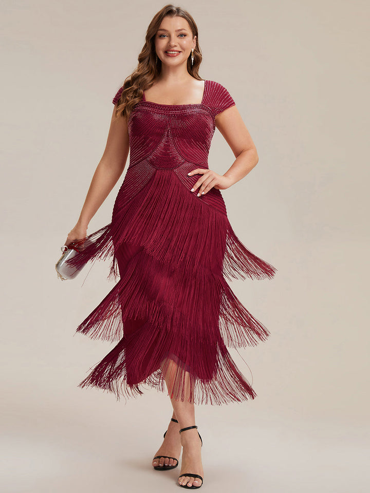 ever LUMINE|Sequin Sleeveless Fringe Cocktail Dress