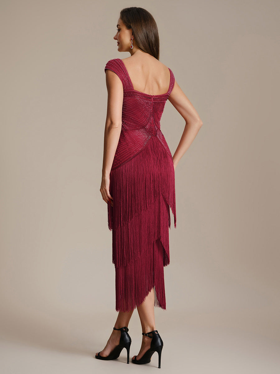 ever LUMINE|Sequin Sleeveless Fringe Cocktail Dress