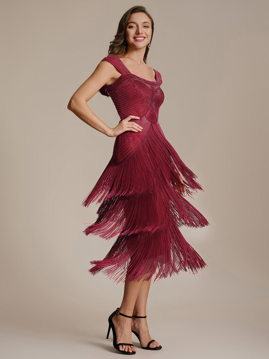ever LUMINE|Sequin Sleeveless Fringe Cocktail Dress
