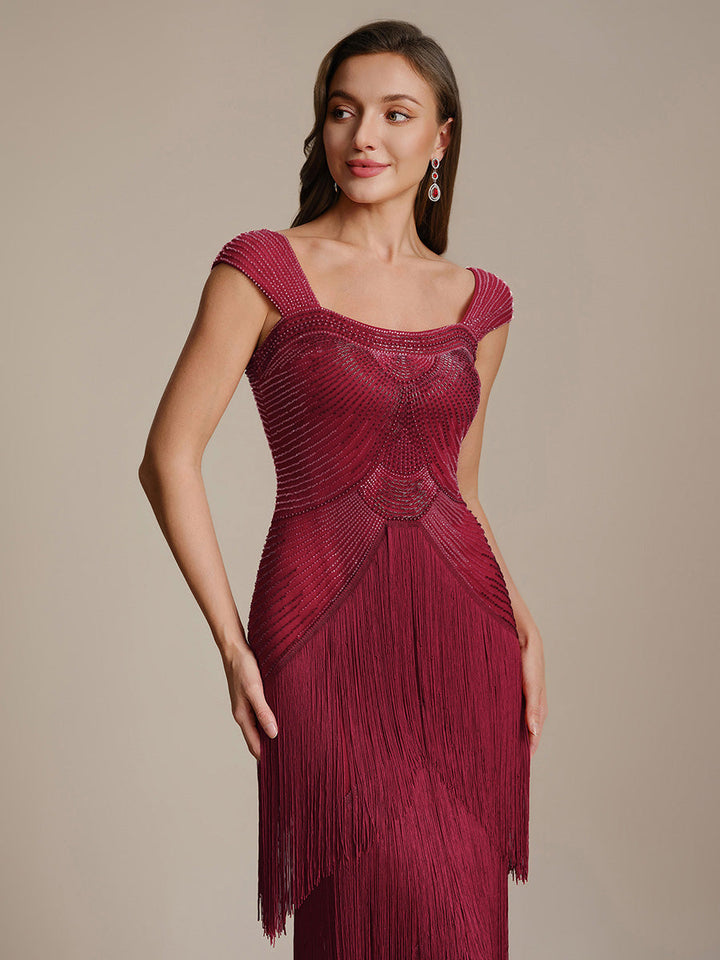 ever LUMINE|Sequin Sleeveless Fringe Cocktail Dress