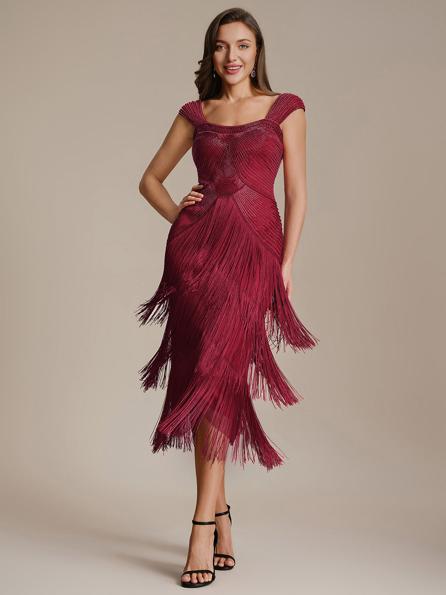 ever LUMINE|Sequin Sleeveless Fringe Cocktail Dress