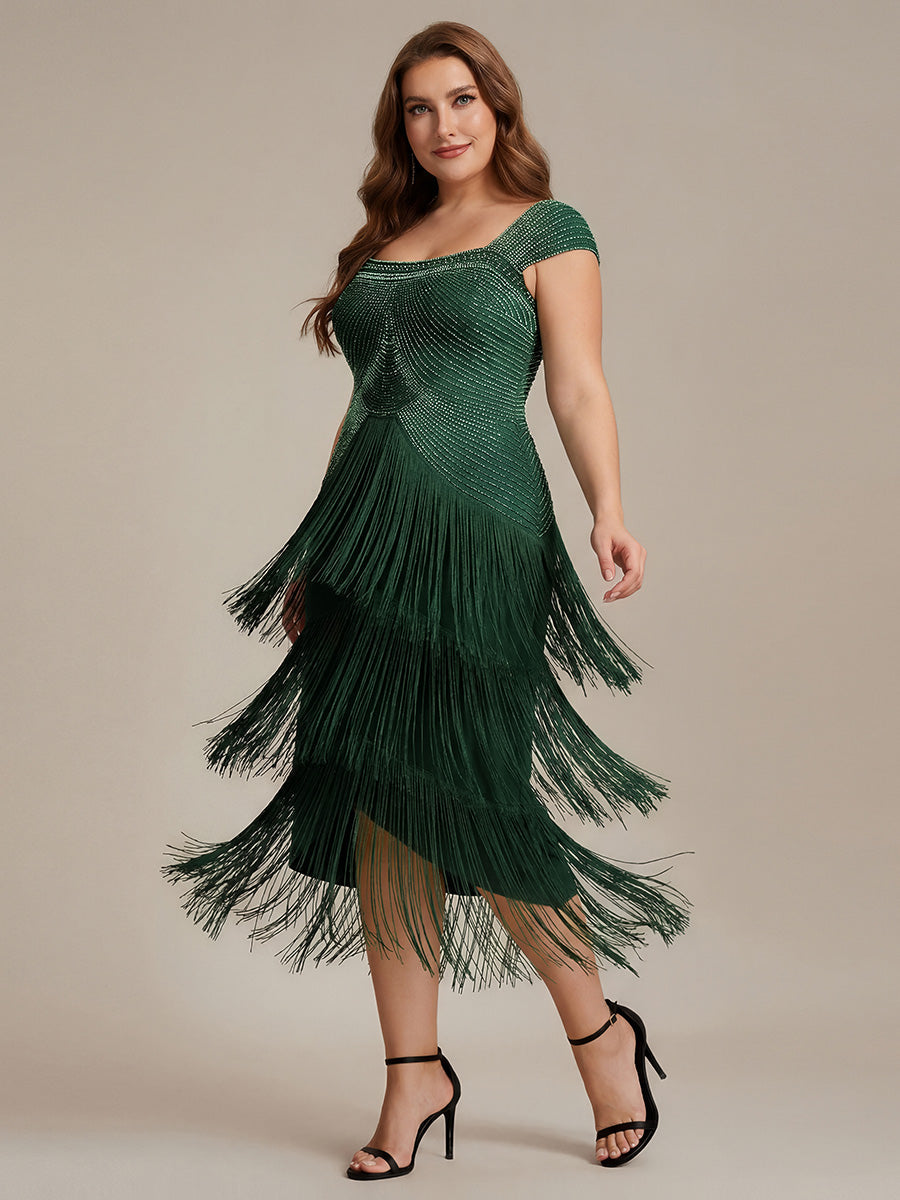 ever LUMINE|Sequin Sleeveless Fringe Cocktail Dress