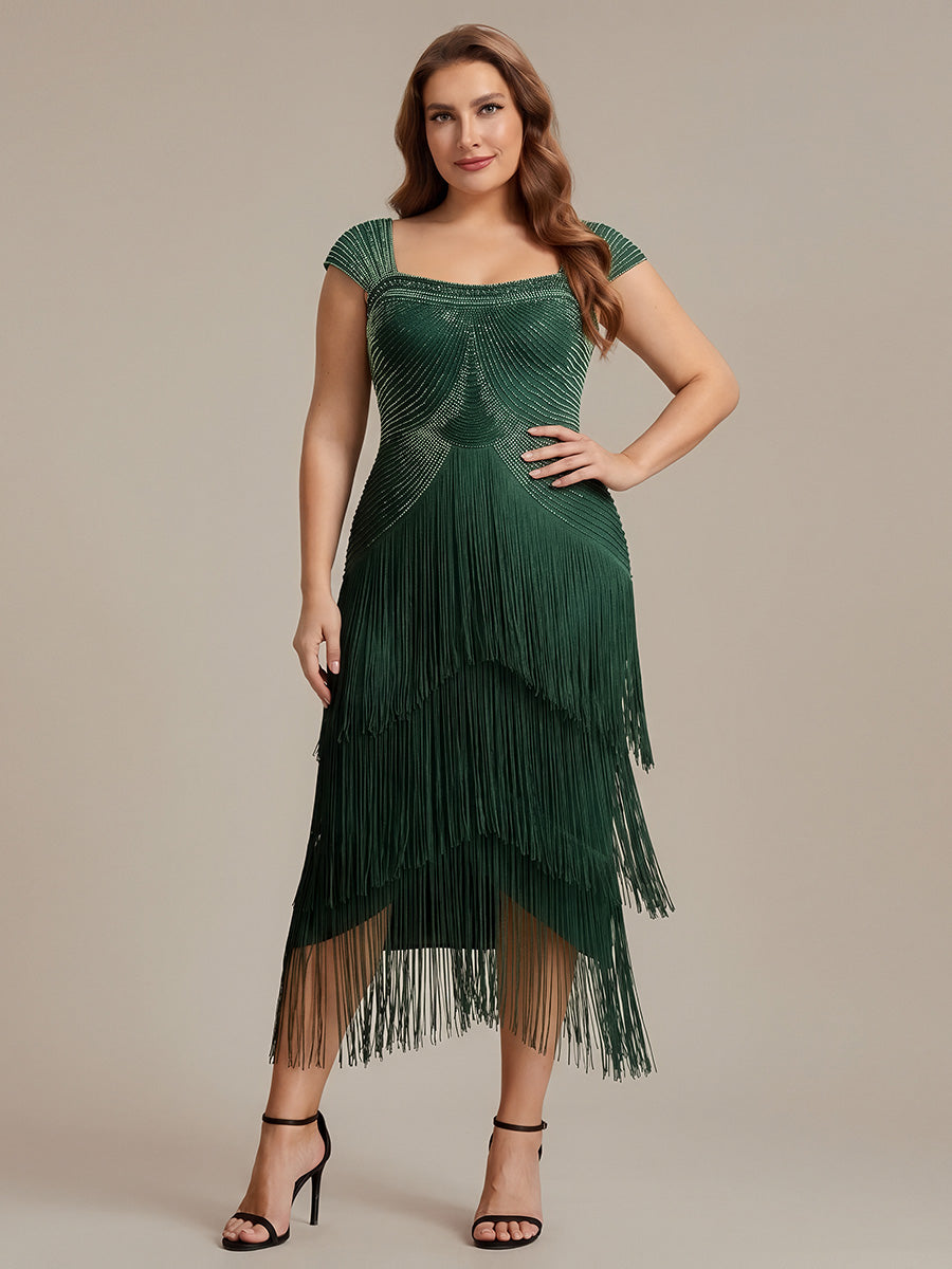 ever LUMINE|Sequin Sleeveless Fringe Cocktail Dress