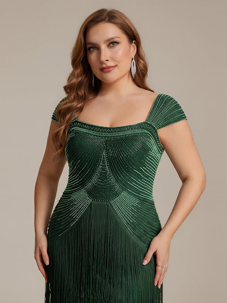 ever LUMINE|Sequin Sleeveless Fringe Cocktail Dress