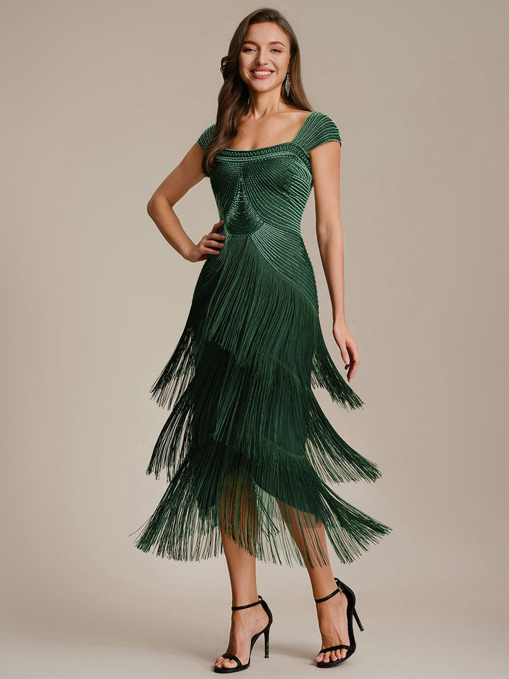 ever LUMINE|Sequin Sleeveless Fringe Cocktail Dress