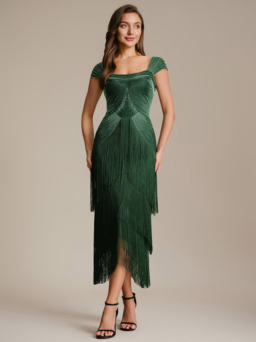 ever LUMINE|Sequin Sleeveless Fringe Cocktail Dress