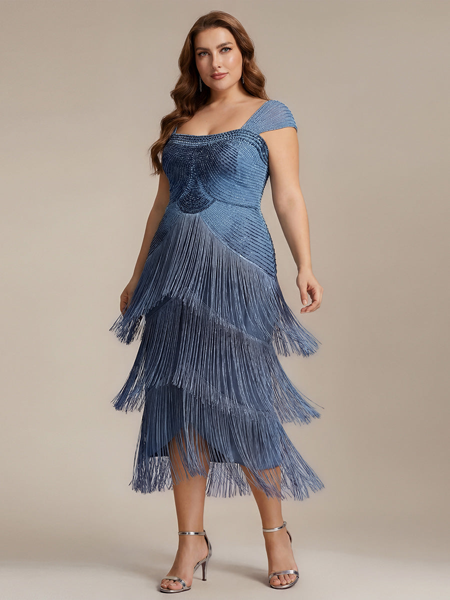 ever LUMINE|Sequin Sleeveless Fringe Cocktail Dress