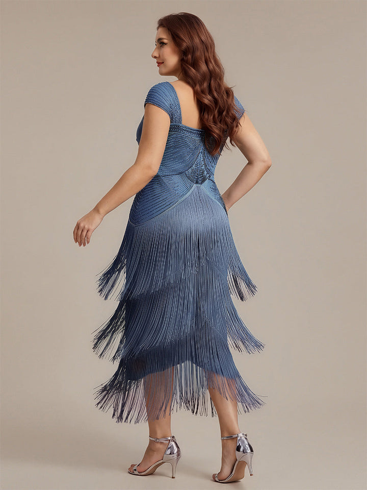 ever LUMINE|Sequin Sleeveless Fringe Cocktail Dress