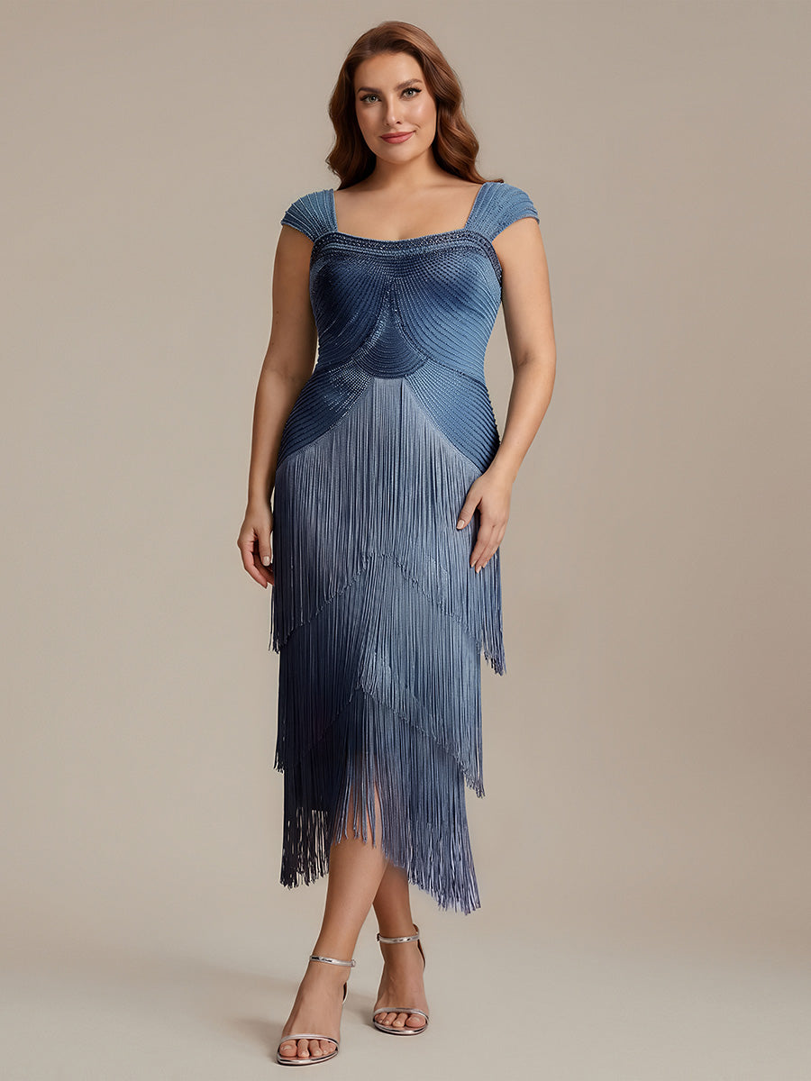 ever LUMINE|Sequin Sleeveless Fringe Cocktail Dress