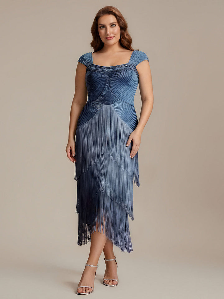 ever LUMINE|Sequin Sleeveless Fringe Cocktail Dress